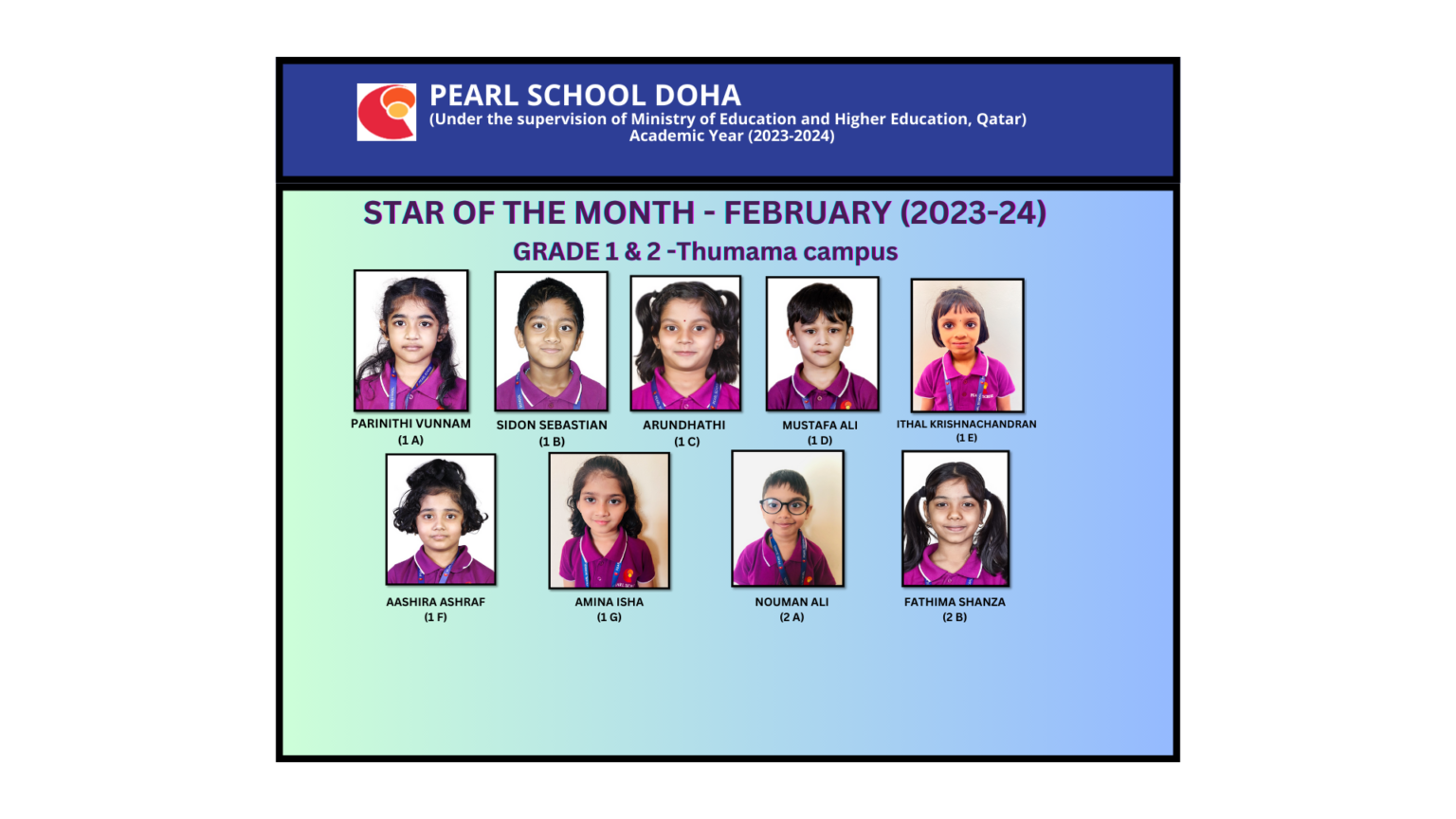 Star Student of the Month February Classes III (Thumama 20232024