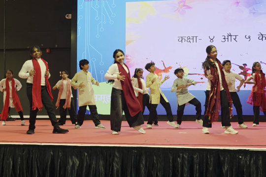 Hindi Diwas Assembly by Grade 3-5 at Podar Pearl School, Al Meshaf Campus