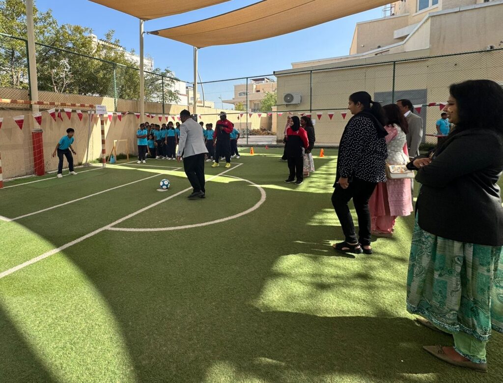 Students showing teamwork and sportsmanship at Pearl School Qatar National Sports Day celebration
