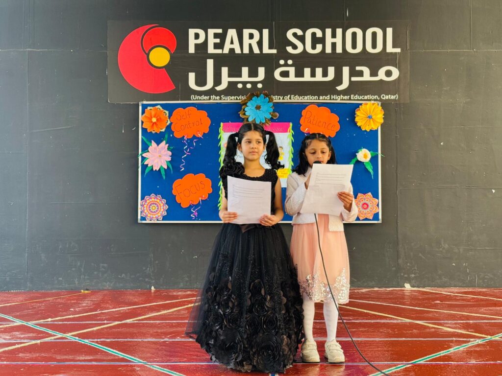 Morning assembly presentation on Self-Discipline by Grade 1 students at Pearl School