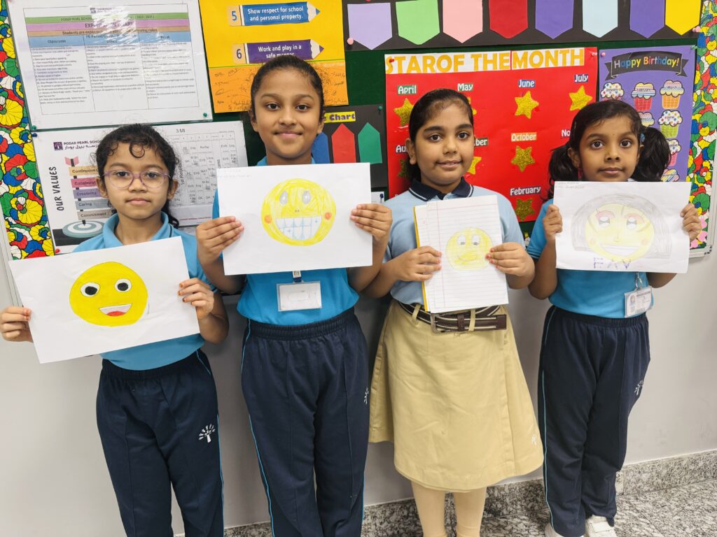 Children participating in Emoji Expression Activity during Welcome Back to School Activity