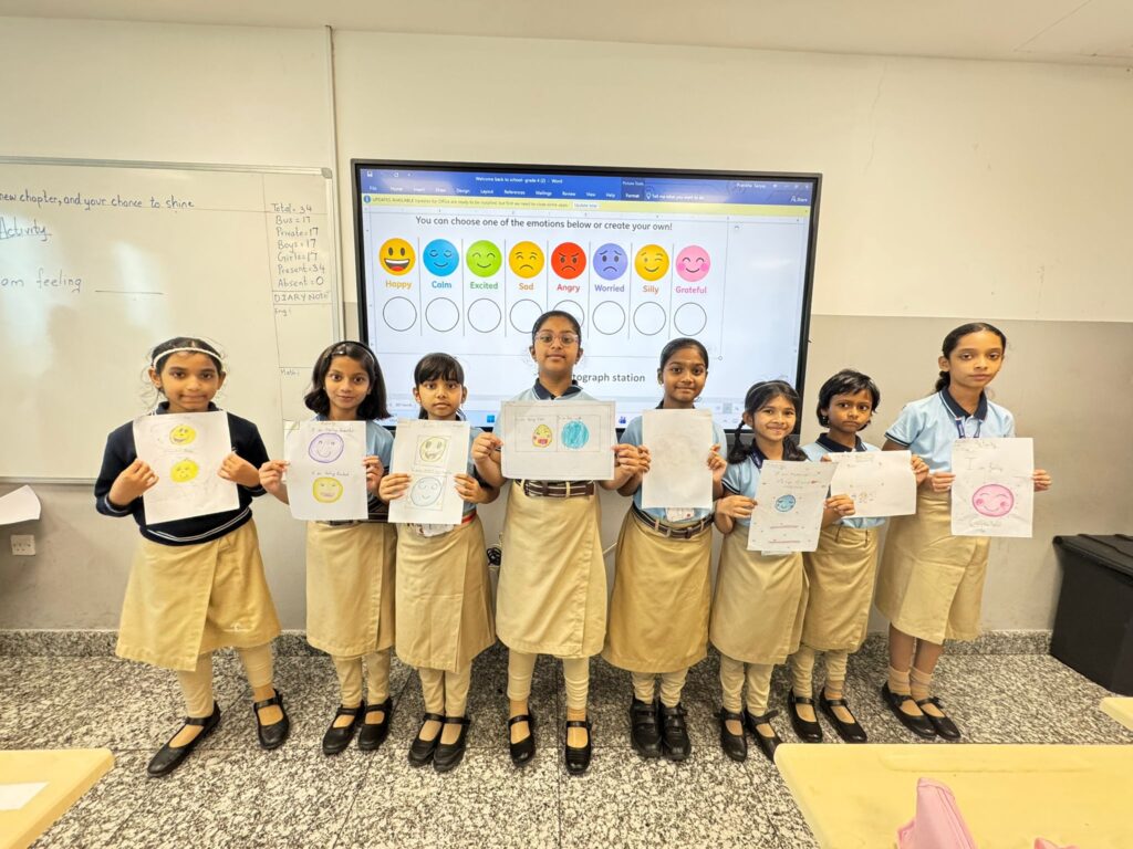 Children participating in Emoji Expression Activity during Welcome Back to School Activity
