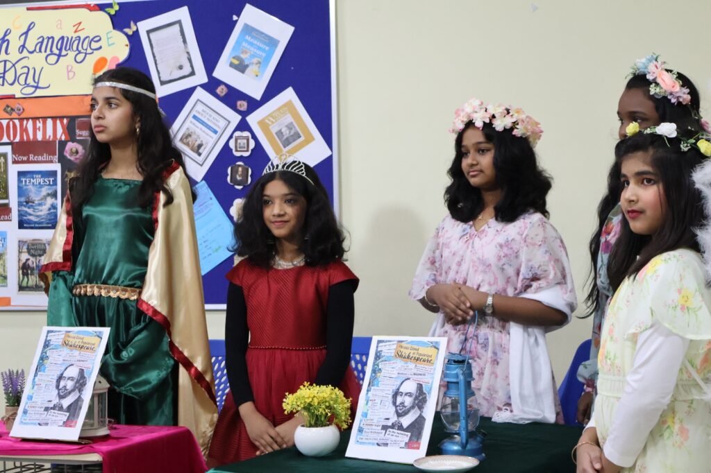 Shakespeare Café setup at Pearl School Al Dafna during English Language Day event