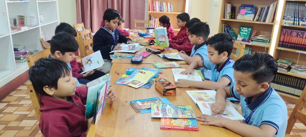 School library setup for World Book Day celebration encouraging reading habits