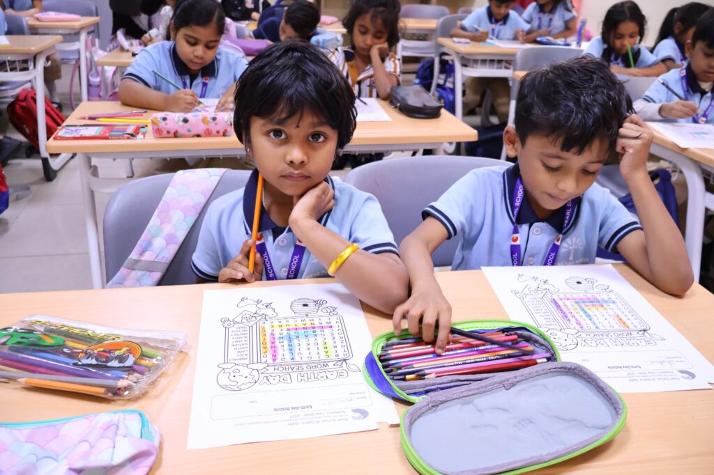 Earth Day celebration at Pearl School with students participating in eco-friendly activities