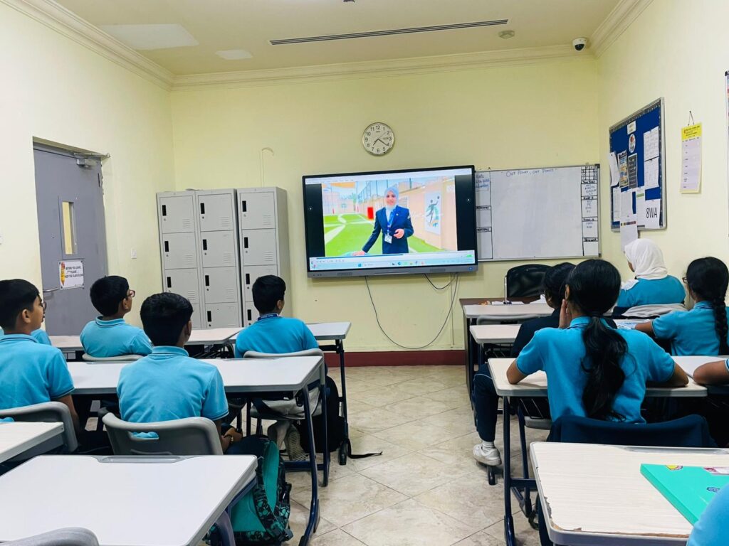 Classroom screening of Earth Day awareness video for environmental education