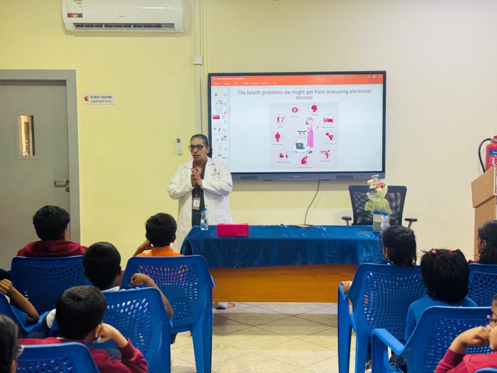 Students participating actively in Workshop on Risk of Electronic Devices activity