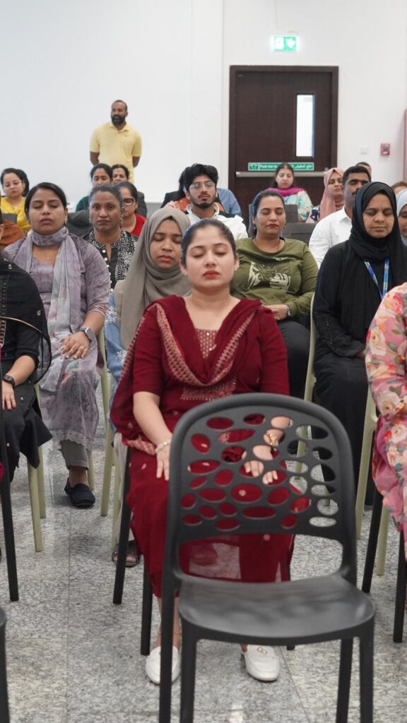 Meditation and stress management session for teachers at Podar Pearl School