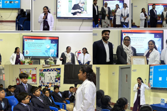 Class 6 students participating in a Good Oral Hygiene Awareness Session at Pearl School